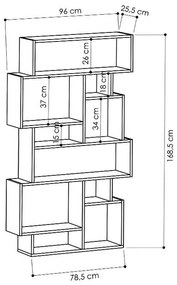 Βιβλιοθήκη μελαμίνης Karmato Megapap χρώμα λευκό 96x25,5x168,5εκ.