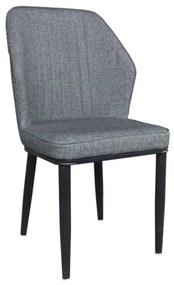 DELUX Καρέκλα Μέταλλο Βαφή Μαύρο, Linen PU Ανθρακί 49x51x89cm ΕΜ156,1