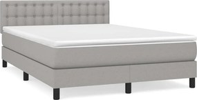 vidaXL Κρεβάτι Boxspring με Στρώμα Ανοιχτό Γκρι 140x200 εκ. Υφασμάτινο