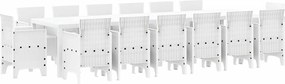 vidaXL Σέτ φαγητού για κήπο 15 pcs Λευκό Rattan Polt