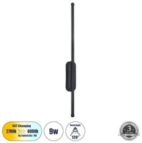 Απλίκα Φωτιστικό Τοίχου LED CCT 9W 1080lm HARLEM Globostar-61331-Μαύρο 61331