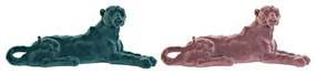 Διακοσμητική Φιγούρα DKD Home Decor Πράσινο Ροζ Λέων 26,5 x 9 x 11 cm (x2) (2 Τεμάχια)