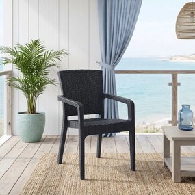 Πολυθρόνα πολυπροπυλενίου Clio Megapap recycled χρώμα ανθρακί 57x55x86εκ.