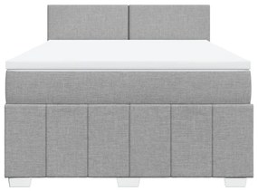 Κρεβάτι Boxspring με Στρώμα Ανοιχτό Γκρι 140x200 εκ. Υφασμάτινο - Γκρι