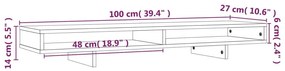 Βάση Οθόνης Καφέ Μελί 100 x 27 x 14 εκ. από Μασίφ Ξύλο Πεύκου - Καφέ