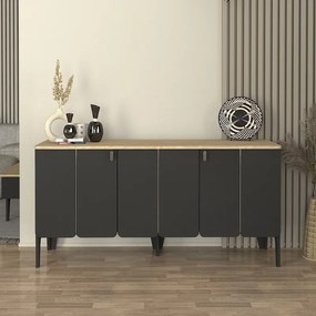 Μπουφές Pedro Megapap χρώμα ανθρακί - rota oak 150x45x75εκ.-GP042-0303,1