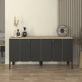 Μπουφές Pedro Megapap χρώμα ανθρακί - rota oak 150x45x75εκ.-GP042-0303,1
