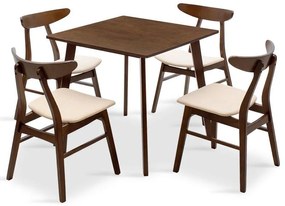 Tραπεζαρία Benson - Orlean σετ 5τμχ καρυδί - ύφασμα μπεζ 80x80x75εκ 80x80x75 εκ.