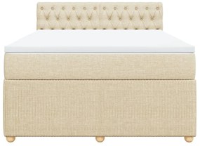 vidaXL Κρεβάτι Boxspring με Στρώμα Κρεμ 140x190 εκ. Υφασμάτινο
