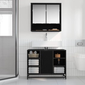 vidaXL Σετ Επίπλων Μπάνιου 2 τμχ. Μαύρη Οξυά 80 x 33 x 60 εκ