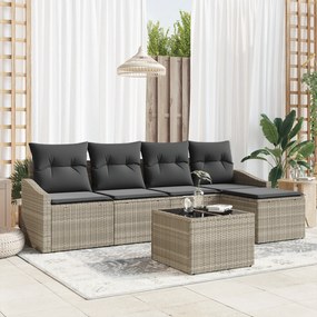 vidaXL 6 Τεμαχίων Σετ Γευμάτων Κήπου με Μαξιλάρια Γκρι ΠολυΡατάν