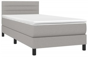 vidaXL Κρεβάτι Boxspring με Στρώμα &amp; LED Αν.Γκρι 90x190 εκ. Υφασμάτινο