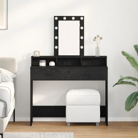 vidaXL Επιτραπέζιο με LED Φωτιστικά Μαύρη Βελανιδιά 100x41x140 εκ.