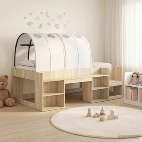 vidaXL Κρεβάτι με Τόνελ με ράφι 3 τμχ. Sonoma Δρυς και Λευκό