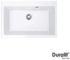 Duralit KZ075 Blanco Artico Ένθετος Συνθετικός Νεροχύτης Με 1 Γούρνα 76x50 cm