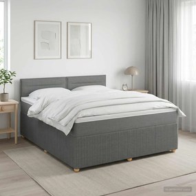 vidaXL Κρεβάτι box spring με στρώμα Σκούρο Γκρι 160 x 200 cm Ύφασμα
