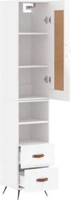 vidaXL Ντουλάπι Γυαλ. Λευκό 34,5 x 34 x 180 εκ. από Επεξεργασμένο Ξύλο