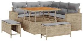 vidaXL Σετ Καναπέ Κήπου 8 pcs Μπεζ συνθετικό ρατάν