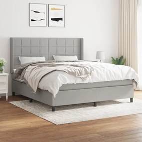 vidaXL Κρεβάτι Boxspring με Στρώμα Ανοιχτό Γκρι 180x200 εκ. Υφασμάτινο