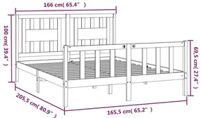 vidaXL Πλαίσιο Κρεβατιού με Κεφαλάρι 160x200 εκ. από Μασίφ Ξύλο Πεύκου