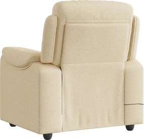 vidaXL Πολυθρόνα Μασάζ Ανακλινόμενη Κρεμ Υφασμάτινη