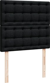 vidaXL Κρεβάτι Boxspring με Στρώμα Μαύρο 90x200 εκ. Υφασμάτινο