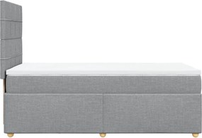 vidaXL Κρεβάτι Boxspring με Στρώμα Ανοιχτό Γκρι 100x200 εκ. Υφασμάτινο