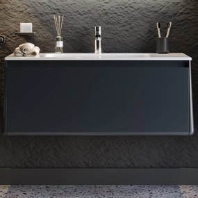 Έπιπλο Μπάνιου Πάγκος Με Νιπτήρα Bella 100 S3BBEL100ANM 101×46.5×46cm Anthracite-White Κεραμικό,Mdf