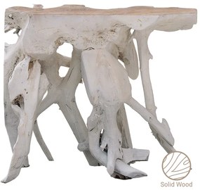 Κονσόλα Zamir pakoworld χειροποίητη μασίφ ξύλο λευκό-φυσικό 80x38x70εκ Model: 238-000007
