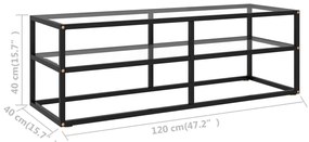 Έπιπλο Τηλεόρασης Μαύρο με Ψημένο Γυαλί 120x40x40 εκ. - Μαύρο