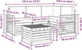 vidaXL Σειρά Καναπέ Εξωτερικού 5 pcs Λευκό και Κρεμ Πολυεστέρας