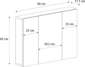 Καθρέπτης μπάνιου Base Μegapap χρώμα λευκό 90x17,1x65εκ.