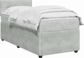 vidaXL Κρεβάτι box spring με στρώμα Ανοιχτό γκρι 90 x 190 cm Βελούδο