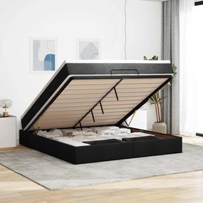 vidaXL Οθωμανικό κρεβάτι με στρώμα Μαύρο 160x200cm Ύφασμα
