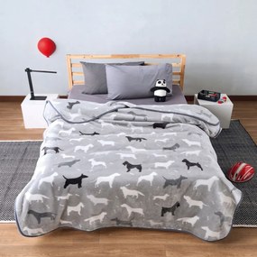 Κουβέρτα Παιδική Dogo Grey Kentia Μονό 160x220cm Πολυέστερ