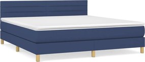 vidaXL Κρεβάτι Boxspring με Στρώμα Μπλε 180x200 εκ. Υφασμάτινο