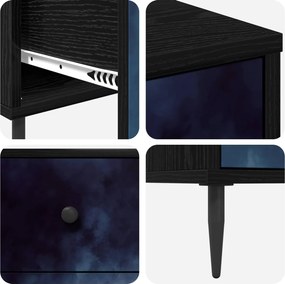 vidaXL Κομοδίνο RAALTE Μαύρη Δρυς 36 x 33 x 61 εκ. Επεξεργασμένο Ξύλο