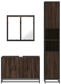 vidaXL Σετ Επίπλων Μπάνιου 3 Τεμαχίων Καφέ Δρυς από Τεχν. Ξύλο