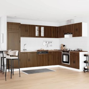 vidaXL Βάση νιπτήρα με αποθήκευση Porto 2 pcs Καφέ Επεξεργασμένο ξύλο