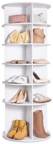 VEVOR 6-Tier Rotating Shoe Rack Tower 360° Spinning Shoe Display Carousel White