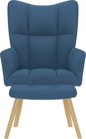 vidaXL Πολυθρόνα Relax Μπλε Υφασμάτινη με Υποπόδιο