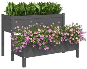 vidaXL Ζαρντινιέρα Γκρι 110 x 84 x 75 εκ. από Μασίφ Ξύλο Πεύκου