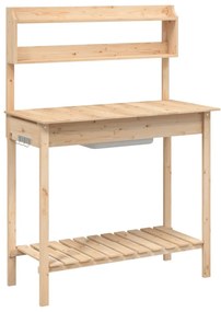 vidaXL Τραπέζι για Γλάστρες+Νεροχύτης 147,5x44x139,5 εκ Μασίφ Ελάτη