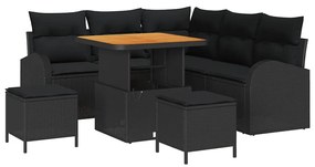 vidaXL Σετ Καναπέ Κήπου με μαξιλάρι 8 pcs Μαύρο συνθετικό ρατάν
