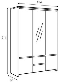 Ντουλάπα Boston E118, Wenge, 211x154x56cm, 132 kg, Πόρτες ντουλάπας: Με μεντεσέδες | Epipla1.gr