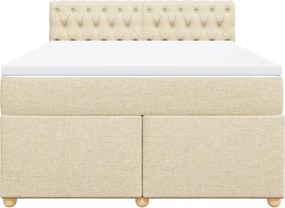 vidaXL Κρεβάτι Boxspring με Στρώμα Κρεμ 140x200 εκ. Υφασμάτινο