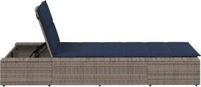 vidaXL Ξαπλώστρα με αιωρούμενο μαξιλάρι Γκρι Poly Rattan