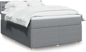 vidaXL Κρεβάτι Boxspring με Στρώμα Ανοιχτό Γκρι 140x200 εκ. Υφασμάτινο