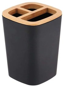 Ποτήρι Μπάνιου Rubber Με Χωρίσματα Bamboo 06.63110103 Black-Natural Plastic