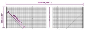 Συρματόπλεγμα Περίφραξης Ανθρακί 2,2x10 μ. με Βάσεις Φλάντζα - Ανθρακί